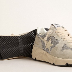 Golden Goose Running Sole Sneakers Embellished With Swarovski Crystals And Ivory Star GWF00126.F004599.70281