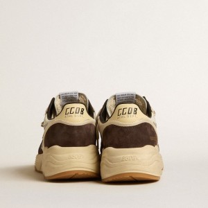 Golden Goose Running Sole LTD Sneakers In Nappa And Brown Suede With A Swarovski Crystal Star GWF00126.F005153.82496