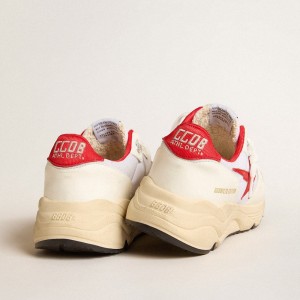 Golden Goose Running Sole LTD Sneakers In White Nappa And Nylon With A Red Leather Star GWF00126.F006056.10350