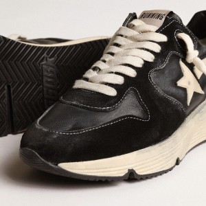 Golden Goose Running Sole Sneakers In Black Nappa And Suede GWF00126.F003775.90352