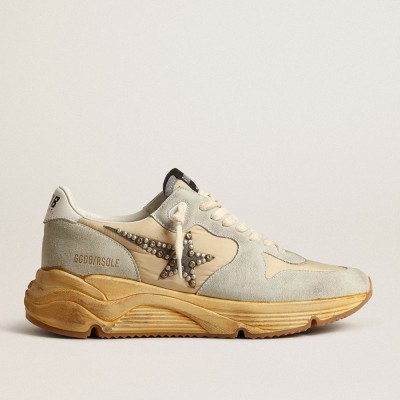 Golden Goose Running Sole Sneakers In Ice Gray With Studded Suede Star GMF00126.F004008.82102