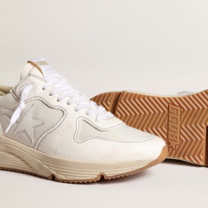 Golden Goose Running Sole Sneakers In Mesh And White Nappa GMF00126.F003928.10100