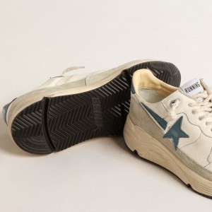 Golden Goose Running Sole Sneakers In Nappa With Blue Leather Star And Suede Insert GMF00350.F004595.11512