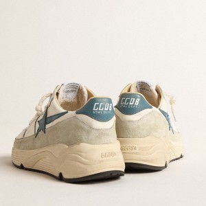 Golden Goose Running Sole Sneakers In Nappa With Blue Leather Star And Suede Insert GMF00350.F004595.11512