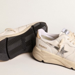 Golden Goose Running Sole Sneakers In Nappa With Silver Star And Gold Leather Heel Tab GWF00215.F004737.10358