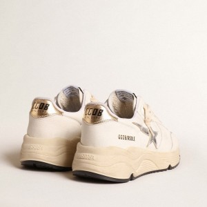 Golden Goose Running Sole Sneakers In Nappa With Silver Star And Gold Leather Heel Tab GWF00215.F004737.10358