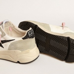 Golden Goose Running Sole Sneakers With Gray Suede Inserts And Black Glitter Star GWF00215.F004021.70257