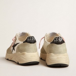 Golden Goose Running Sole Sneakers With Gray Suede Inserts And Black Glitter Star GWF00215.F004021.70257