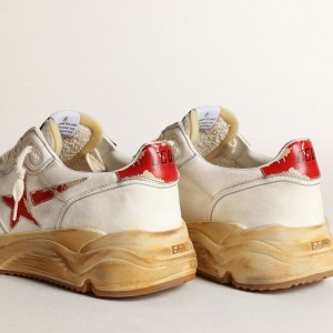 Golden Goose Running Sole Sneakers With Leather Star And Heel Tab With Red Print GMF00126.F003460.10575