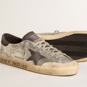 Golden Goose Silver Super-Star LTD Sneakers With Black Nubuck Star And Heel Tab GMF00107.F006023.70307