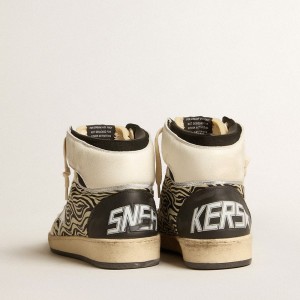 Golden Goose Sky-Star LAB Sneakers In Zebra Nappa With Textured Silver Leather Star GMF00230.F005069.82471