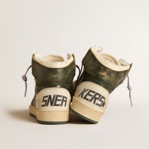 Golden Goose Sky-Star Pro Sneakers In Green Leather With White Star GMF00468.F005816.35889