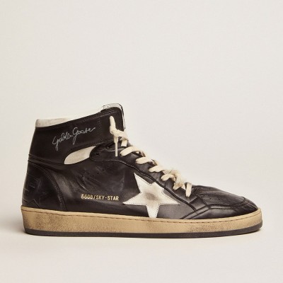 Golden Goose Sky-Star Sneakers In Black Nappa With White Star GMF00230.F002944.80203