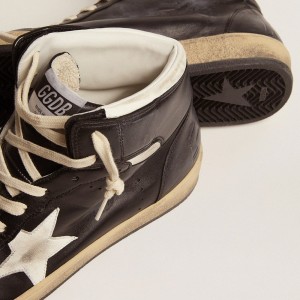 Golden Goose Sky-Star Sneakers In Black Nappa With White Star GMF00230.F002944.80203