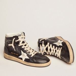 Golden Goose Sky-Star Sneakers In Black Nappa With White Star GWF00230.F002944.80203