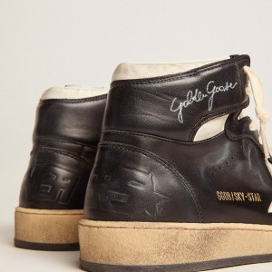 Golden Goose Sky-Star Sneakers In Black Nappa With White Star GWF00230.F002944.80203