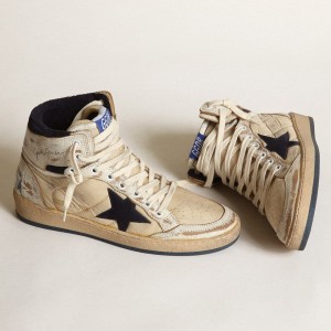 Golden Goose Sky-Star Sneakers In Cream-colored Nylon And White Leather GWF00230.F003339.10357