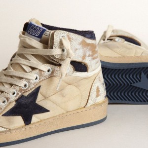 Golden Goose Sky-Star Sneakers In Cream-colored Nylon And White Leather GWF00230.F003339.10357