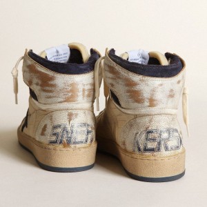 Golden Goose Sky-Star Sneakers In Cream-colored Nylon And White Leather GWF00230.F003339.10357