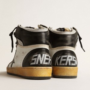 Golden Goose Sky-Star Sneakers In White Nappa Leather With Black Leather Star GMF00230.F004076.10432