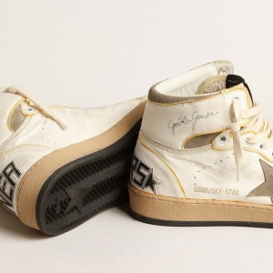 Golden Goose Sky-Star Sneakers In White Nappa Leather With Dove-gray Suede Star GMF00230.F004089.10961