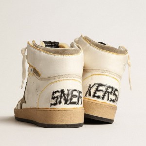 Golden Goose Sky-Star Sneakers In White Nappa Leather With Dove-gray Suede Star GMF00230.F004089.10961