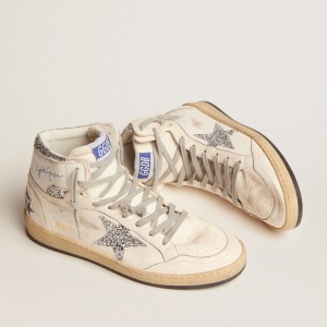 Golden Goose Sky-Star Sneakers With Signature On The Ankle And Silver Inserts GWF00230.F002192.80185