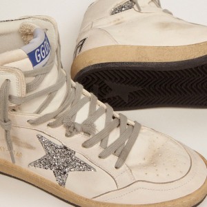 Golden Goose Sky-Star Sneakers With Signature On The Ankle And Silver Inserts GWF00230.F002192.80185