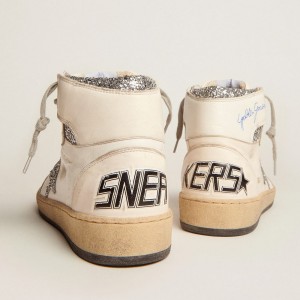 Golden Goose Sky-Star Sneakers With Signature On The Ankle And Silver Inserts GWF00230.F002192.80185