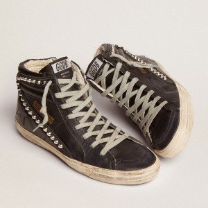 Golden Goose Slide High-top Sneakers With Studs GWF00115.F000323.90100