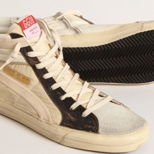 Golden Goose Slide LTD Sneakers In Faded Nylon With Suede Star And Beige Flash GMF00586.F004654.82314