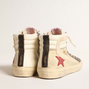 Golden Goose Slide LTD Sneakers In Faded Nylon With Suede Star And Beige Flash GMF00586.F004654.82314