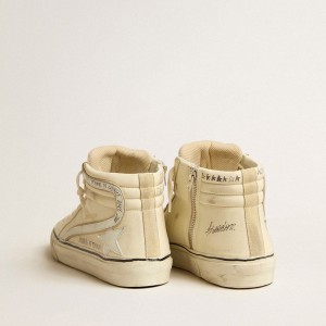 Golden Goose Slide LTD Sneakers In Milk-white Nappa With White Leather Star And Flash GMF00115.F005199.10274