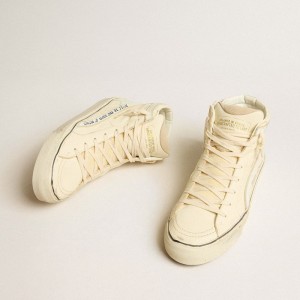 Golden Goose Slide LTD Sneakers In Milk-white Nappa With White Leather Star And Flash GMF00115.F005199.10274