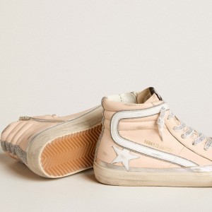 Golden Goose Slide LTD Sneakers In Pink Nappa Leather With White Star And Swarovski Inserts GWF00369.F005964.80458