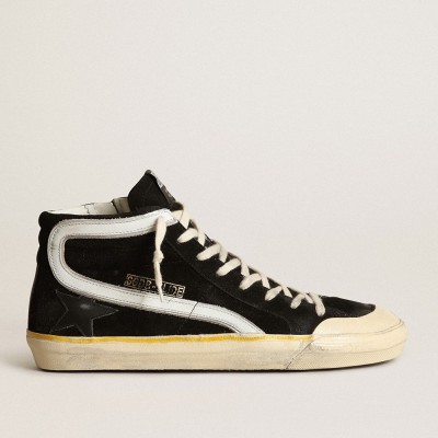 Golden Goose Slide Penstar Sneakers In Black Suede With Black Star And White Flash GMF00211.F003378.90178