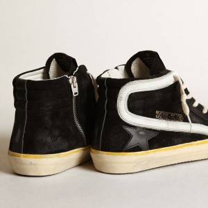 Golden Goose Slide Penstar Sneakers In Black Suede With Black Star And White Flash GMF00211.F003378.90178