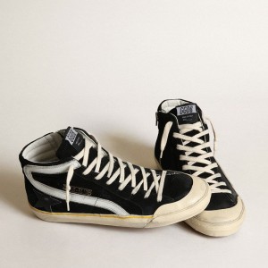 Golden Goose Slide Penstar Sneakers In Black Suede With Black Star And White Flash GMF00211.F003378.90178