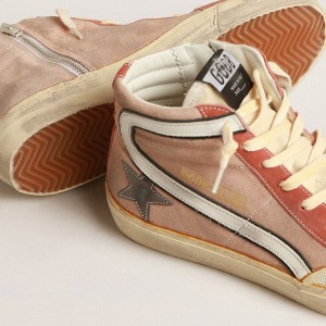 Golden Goose Slide Sneakers In Pink Suede With Anthracite Laminated Leather Star GWF00477.F004073.55521