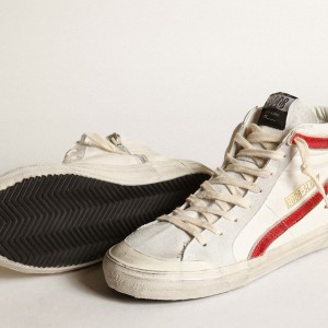 Golden Goose Slide Sneakers With A Red Laminated Leather Star And Flash GWF00211.F003411.10350