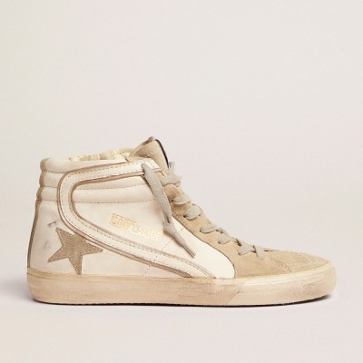 Golden Goose Slide Sneakers With Ice-gray Suede Star And White Flash GWF00115.F000324.10276