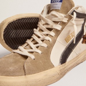 Golden Goose Slide Sneakers With Leopard Print Pony Skin Star And Black Flash GMF00115.F002659.10935