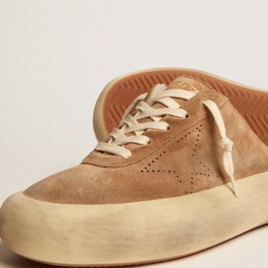 Golden Goose Space-Star Sabot Sneakers In Tobacco-colored Suede With Shearling Lining GWF00348.F002997.55353