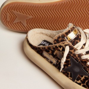 Golden Goose Space-Star Sabot Sneakers In Animal Print Pony Skin And Shearling Lining GWF00322.F003000.81472