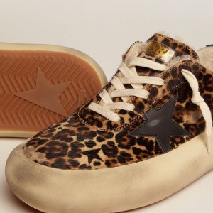 Golden Goose Space-Star Sneakers In Animal-print Pony Skin With Shearling Lining GWF00346.F002996.81472