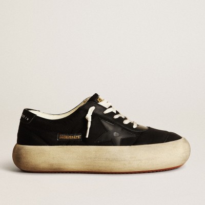 Golden Goose Space-Star Sneakers In Black Nylon With Black Leather Star And Heel Tab GWF00377.F003328.90100