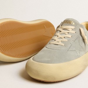 Golden Goose Space-Star Sneakers In Ice-gray Suede With Perforated Star GMF00376.F005253.70100