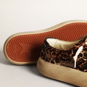 Golden Goose Space-Star Sneakers In Leopard Print Pony Skin With Black Star GWF00378.F003305.81472