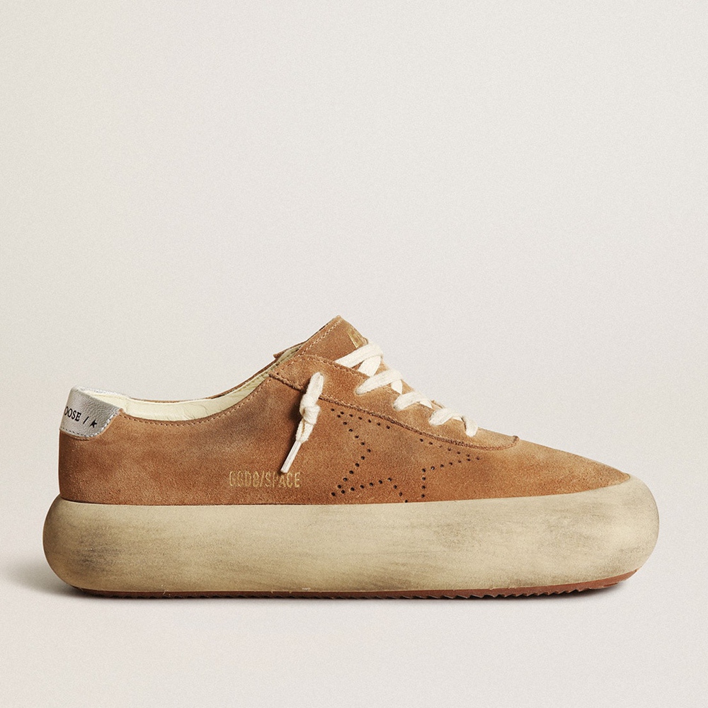 Golden Goose Space-Star Sneakers In Tobacco-colored Suede With Perforated Star GWF00376.F003327.15331