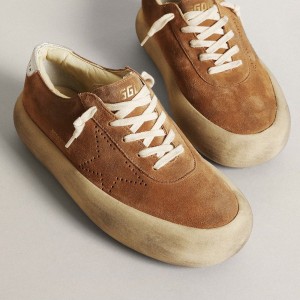 Golden Goose Space-Star Sneakers In Tobacco-colored Suede With Perforated Star GWF00376.F003327.15331